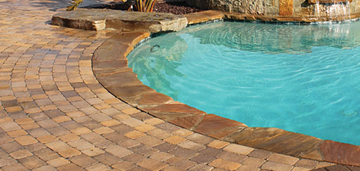 pool deck paver installation in city of Harrison Township woods